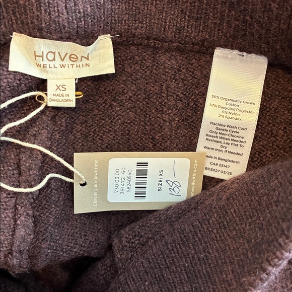 NWT Haven Well Within Organic Cotton Blend Pintuck Wide Leg Pants Brown Sz XS - Picture 6 of 7